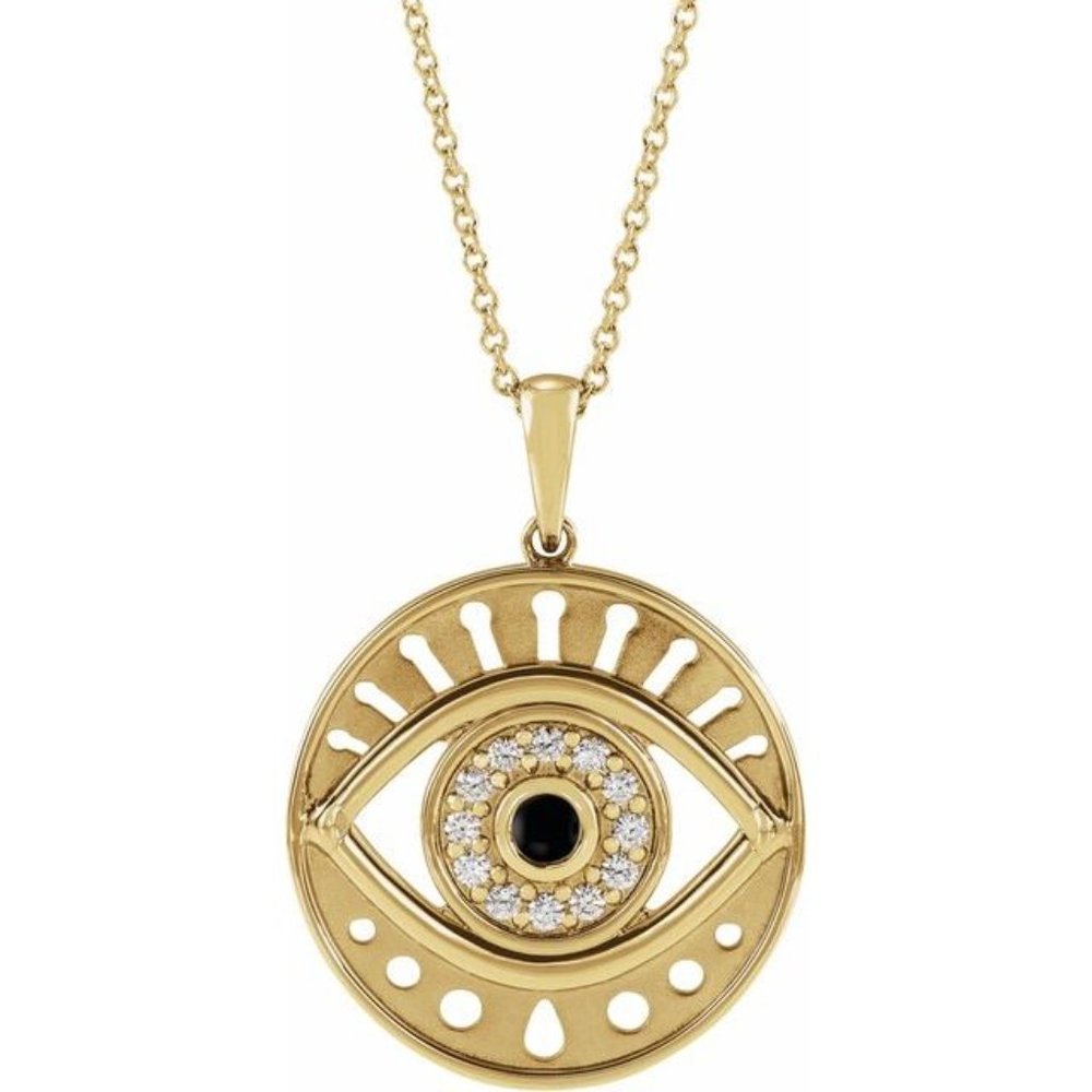 14K EVIL EYE NECKLACE - ONYX